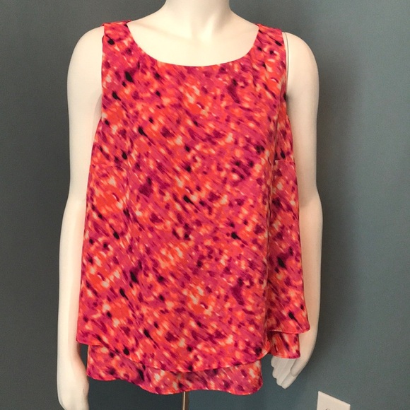 Colorful Bright Pink and Orange layered tank large - Picture 1 of 7